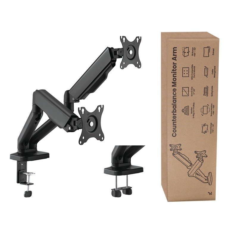 Uchwyt na 2 monitory, 17-32 cali, max 9kg na ramie | PartsPC.pl