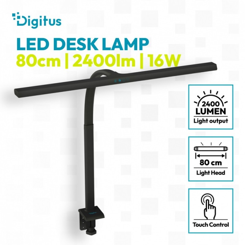 Lampa biurkowa LED, 80 cm, 2400 lm, 16 W, temp. barw 3000K-6… | PartsPC.pl