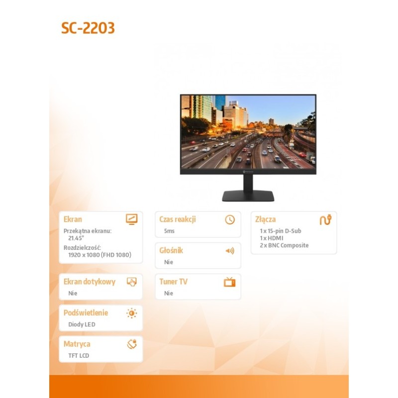 AG NEOVO Monitor 22 cale SC-2203 24/7 LED VA FHD HDMI VGA BN… | PartsPC.pl