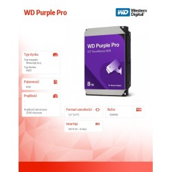 Dysk twardy WD Purple Pro 8TB 3,5 256MB SATAIII/72000rpm | PartsPC.pl