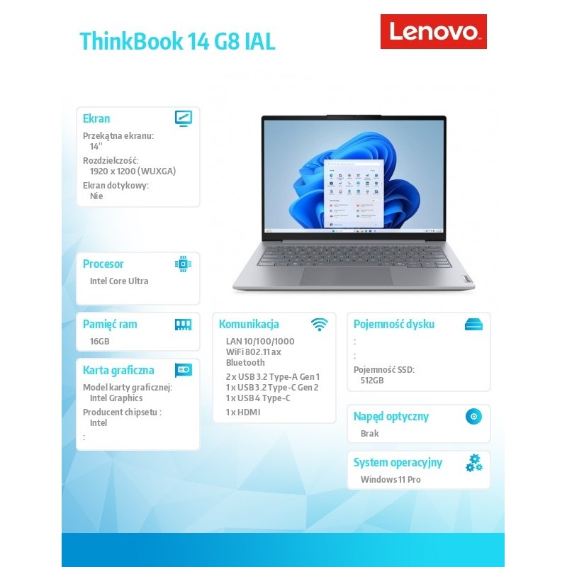 Notebook Lenovo ThinkBook 14 G8 IAL 14"WUXGA/Ultra 5 | PartsPC.pl