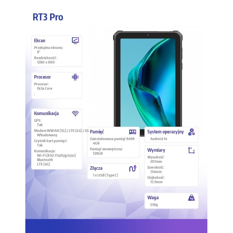 OUKITEL Tablet RT3 Pro 4G 8 cal 4/128GB zielony | PartsPC.pl