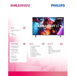 Philips Telewizor 85 cali MiniLED 85MLED910/12 | PartsPC.pl