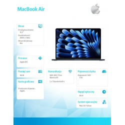 MacBook Air 15.3 cala: M5 10/10, 16GB, 1TB SSD, bez zasilacz… | PartsPC.pl