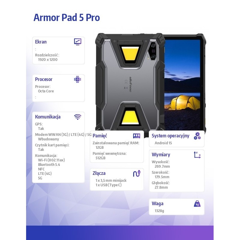 ULEFONE Tablet Armor Pad 5 Pro 5G 11" 12/512GB IP69K | PartsPC.pl