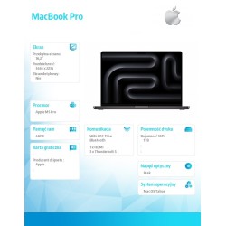 MacBook Pro 16.2 cala: M5 Pro 18/20, 48GB, 1TB SSD, bez zasi… | PartsPC.pl