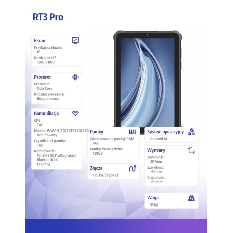 OUKITEL Tablet RT3 Pro 4G 8 cal 4/128GB czarny | PartsPC.pl
