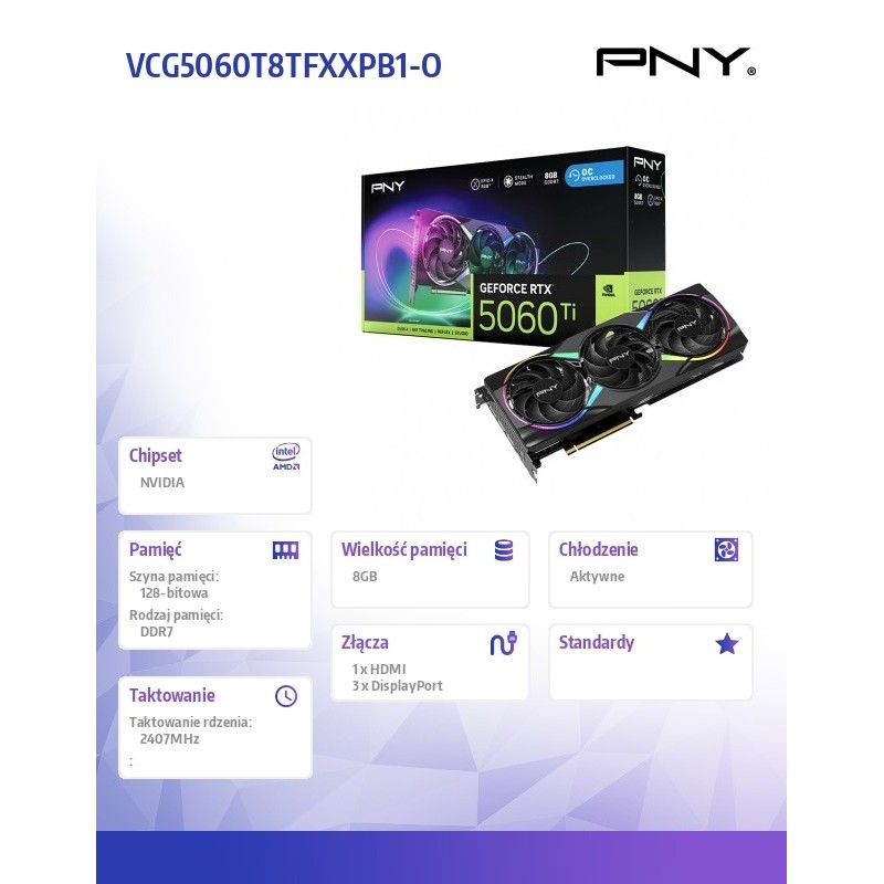 PNY Karta graficzna GeForce RTX5060Ti OC 8G RGB VCG5060T8TFX… | PartsPC.pl