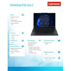 Laptop ThinkPad E16 G3 22AY001SPB W11Pro Ultra 7 256V/16GB/5… | PartsPC.pl