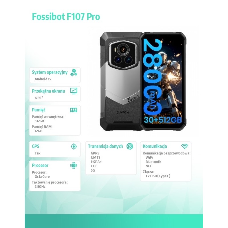 Fossibot Smartfon F107 Pro CH | PartsPC.pl
