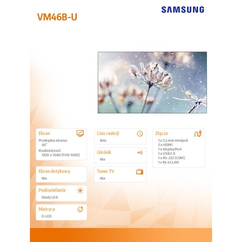 Monitor profesjonalny VM46B-U 46 cali Video wall Matowy 24h/… | PartsPC.pl