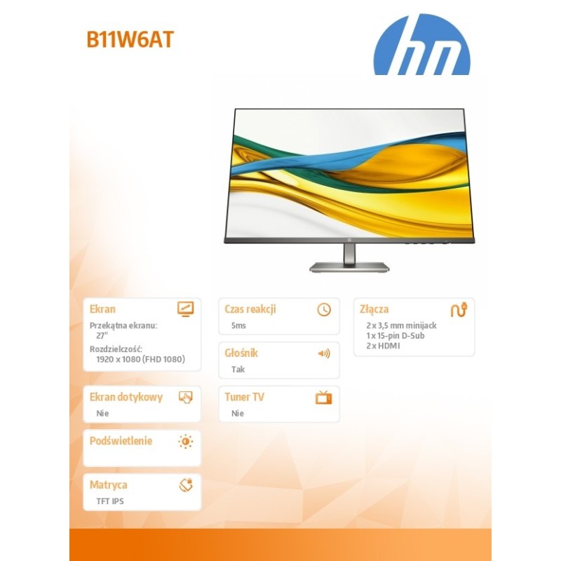 HP Inc. Monitor S5 527da 27 FHD MNTR B11W6AT ABB | PartsPC.pl