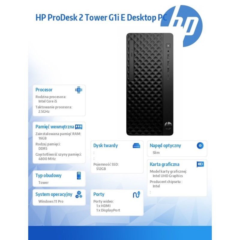 Komputer ProDesk 2 Tower G1i E i5-14400 512GB/16GB/W11P B6ZD… | PartsPC.pl