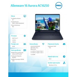 Laptop Alienware 16 Aurora AC16250 Win11Pro C7 240H/16GB/1TB… | PartsPC.pl