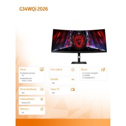 Monitor zakrzywiony Gaming G34WQi 2026 | PartsPC.pl