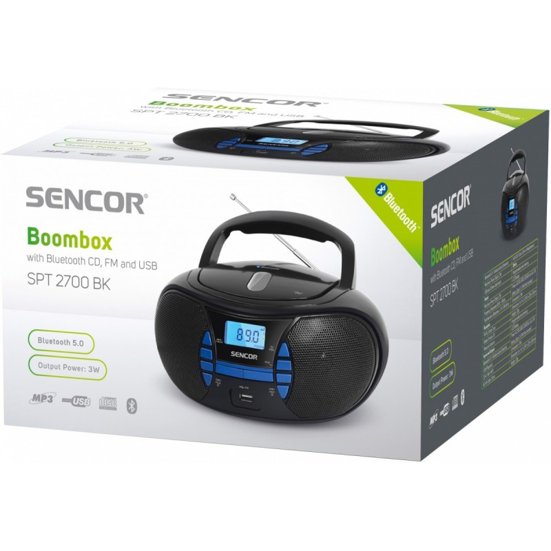 Radio z odtwarzaczem CD SPT 2700 Czarne CD//BT/MP3/USB/Radio… | PartsPC.pl