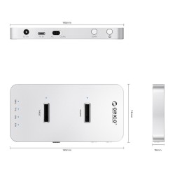 Orico Stacja klonująca dyski, 2x M.2 NVMe/SATA, USB-C 20Gbps | PartsPC.pl