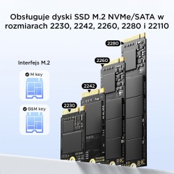Orico Stacja klonująca dyski, 2x M.2 NVMe/SATA, USB-C 20Gbps | PartsPC.pl