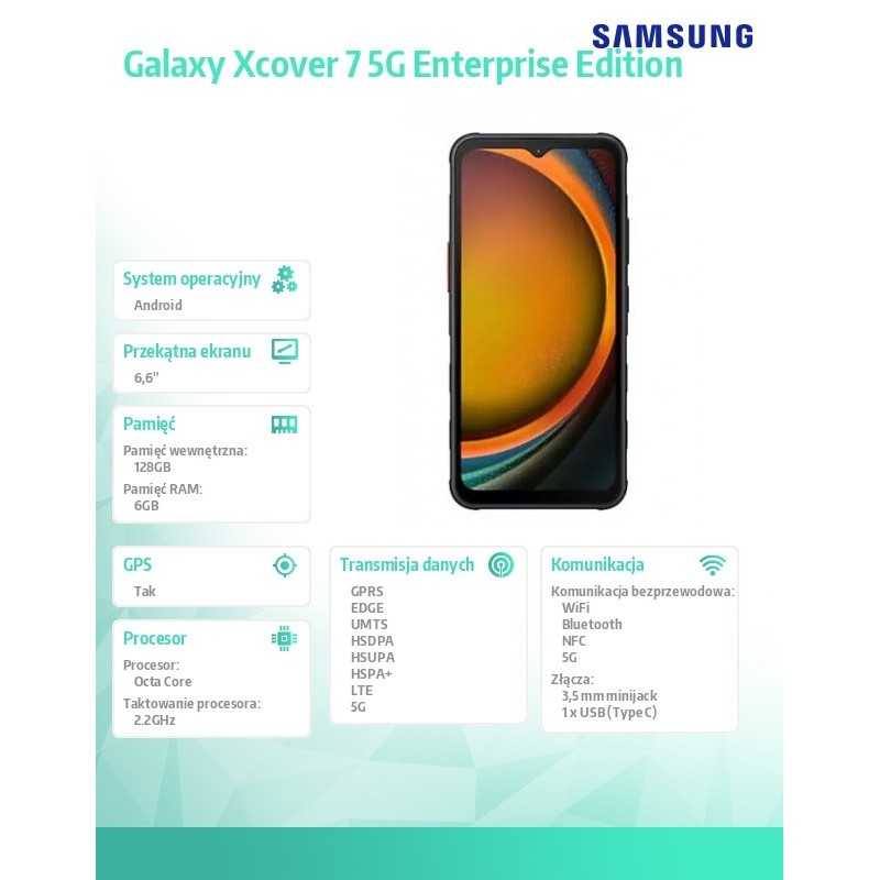 Samsung Smartfon Galaxy Xcover 7 5G (6+128GB) Enterprise Edi… | PartsPC.pl