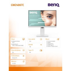 Benq Monitor 23.8 cala GW2486TC LED 4ms/1300:1/IPS/100Hz | PartsPC.pl