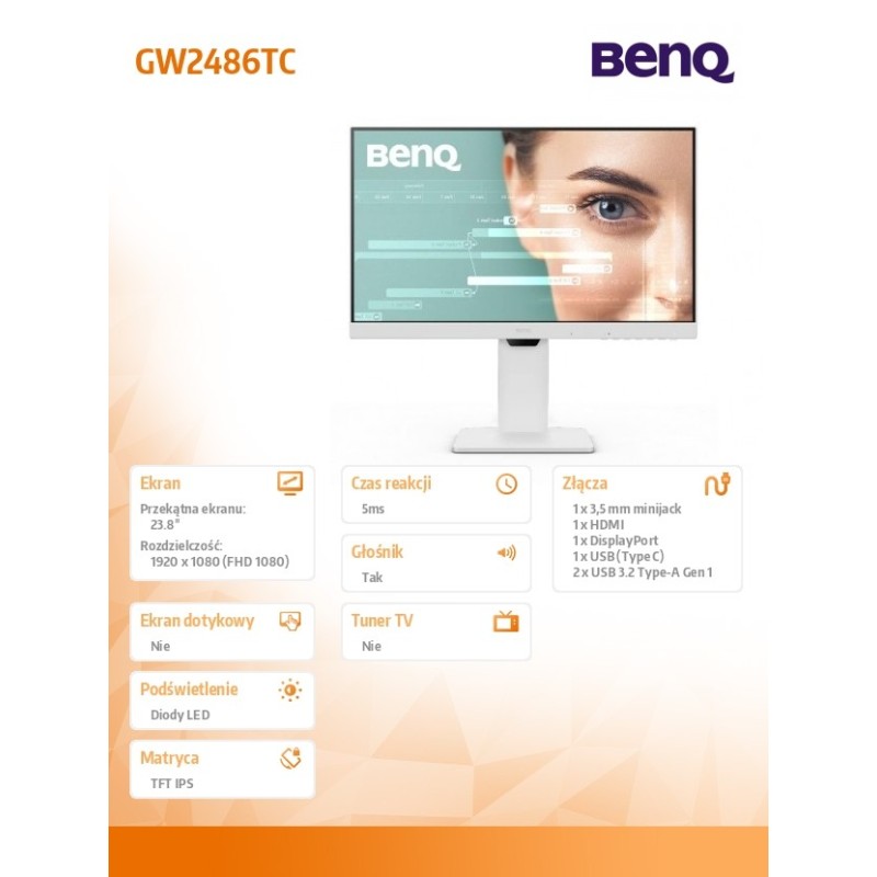 Benq Monitor 23.8 cala GW2486TC LED 4ms/1300:1/IPS/100Hz | PartsPC.pl