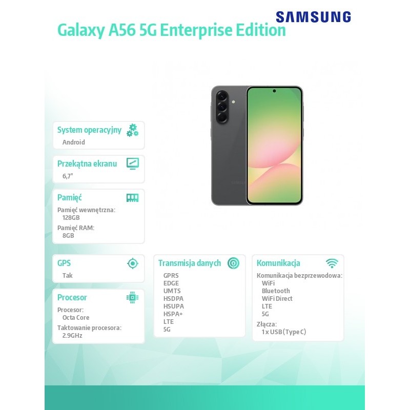 Samsung Smartfon Galaxy A56 5G 8/128GB Enterprise Edition gr… | PartsPC.pl