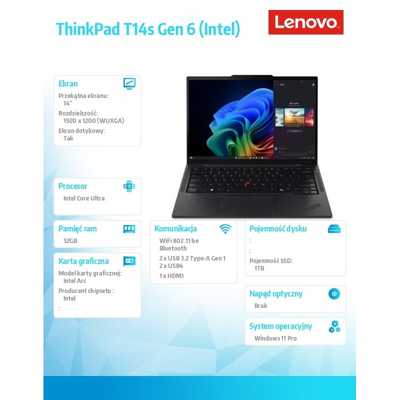 Ultrabook ThinkPad T14s G6 21QX00HEPB W11Pro Ultra 7 258V/32… | PartsPC.pl