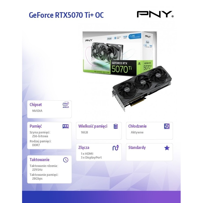 PNY Karta graficzna GeForce RTX5070 Ti+ OC 16GB VCG5071T16TF… | PartsPC.pl