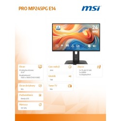MSI Monitor PRO MP245PG E14 23.8 cala/LED/FHD/Flat/144Hz/Bla… | PartsPC.pl