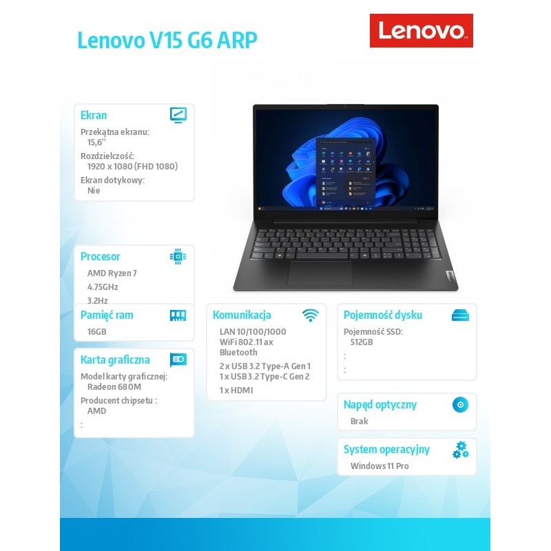 Laptop V15 G6 83UU001SPB W11Pro 7 170/16GB/512GB/INT/15.6 FH… | PartsPC.pl