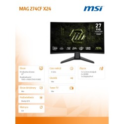 MSI Monitor MAG 274CF X24 27cali/LED/FHD/CURVE/240Hz/Black… | PartsPC.pl