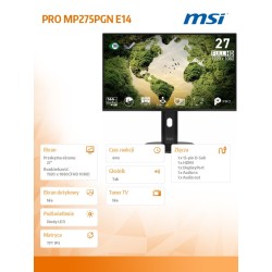 MSI Monitor PRO MP275PGN E14 27 cali/LED/FHD/Zakrzywiony/144… | PartsPC.pl