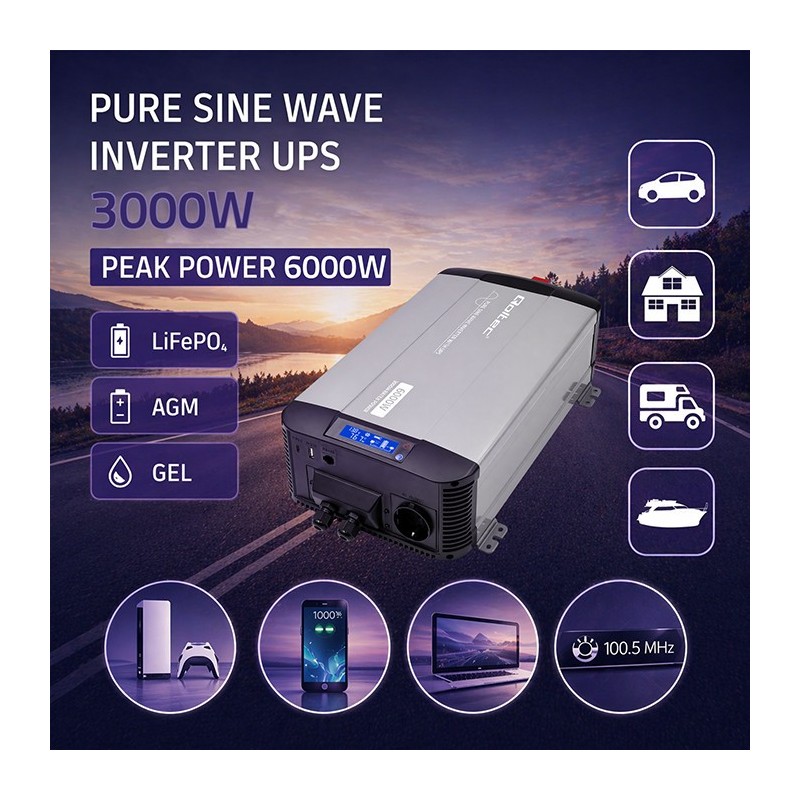 Przetwornica napięcia Pure Sine Wave | 12V na 230V | 3000/60… | PartsPC.pl