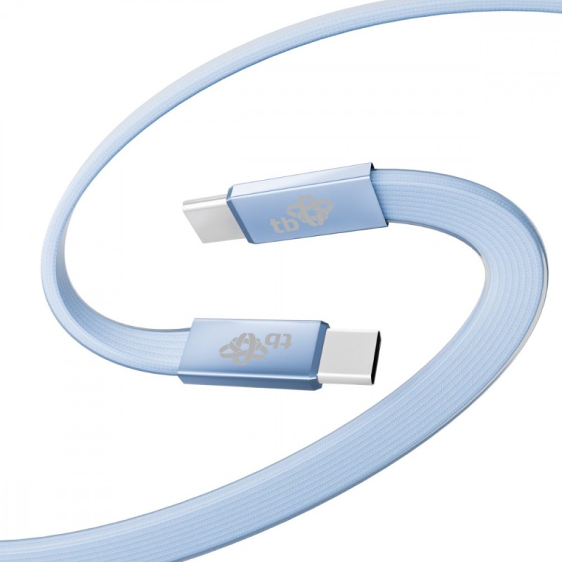 Kabel USB C - USB C 1m płaski błękitny | PartsPC.pl