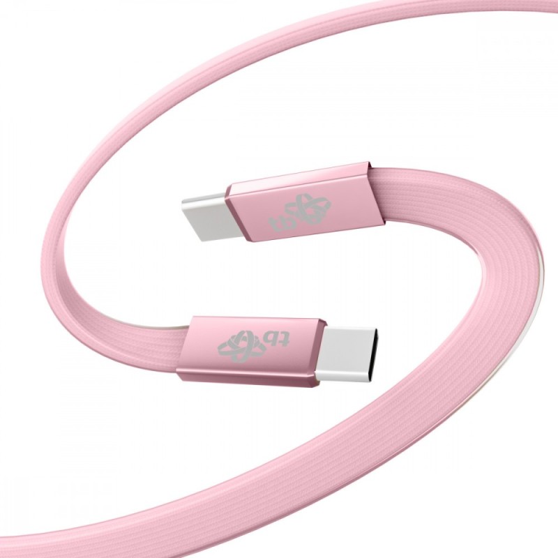 Kabel USB C - USB C 1m płaski pudrowy róż | PartsPC.pl