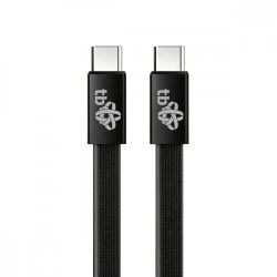 Kabel USB C - USB C 1m płaski czarny | PartsPC.pl