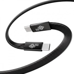 Kabel USB C - USB C 1m płaski czarny | PartsPC.pl
