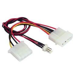 Kabel rozdzielacz zasilania 2xMOLEX/1x3PIN dla wentylatora | PartsPC.pl