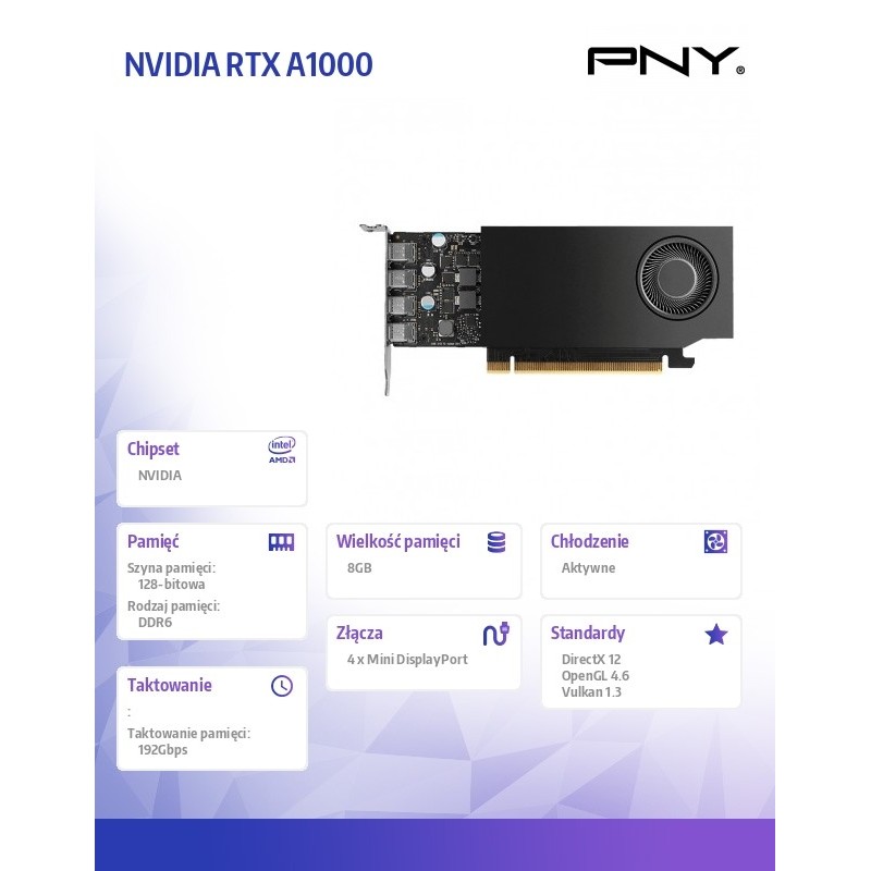 Karta graficzna Quadro A1000 8GB GDDR6 VCNRTXA1000-SB | PartsPC.pl