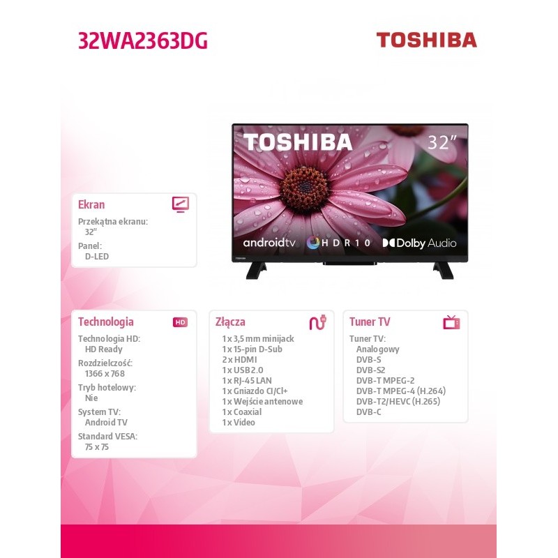 Telewizor LED 32 cale 32WA2363DG | PartsPC.pl