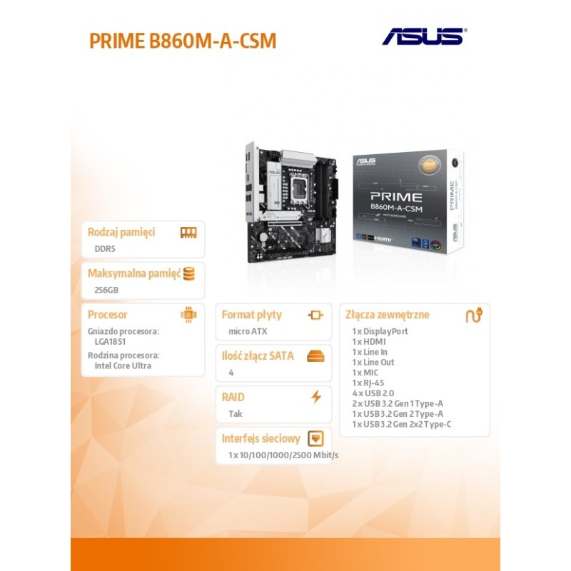 Asus Płyta główna PRIME B860M-A-CSM | PartsPC.pl