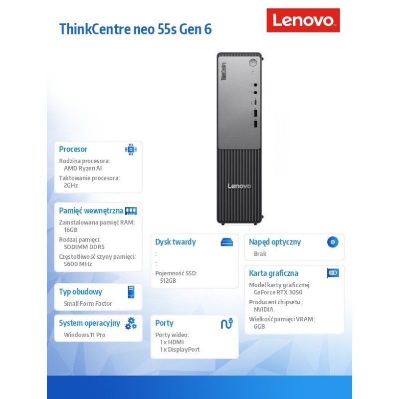 Komputer ThinkCentre Neo 55s G6 SFF 13FK001NPB W11Pro 5 330/… | PartsPC.pl
