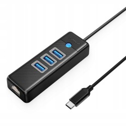 Orico Hub USB-C, RJ45 Ethernet 2,5Gbps, 3x USB-A, czarny | PartsPC.pl