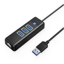 Orico Hub USB-A, RJ45 Ethernet 2,5Gbps, 3x USB-A, czarny | PartsPC.pl
