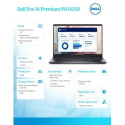 Laptop Dell Pro 14 Premium PA14250 W11P Ultra 7 268V/32GB/51… | PartsPC.pl