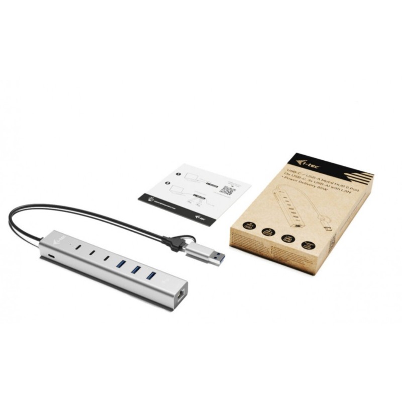 Hub USB-C/USB-A Metal Hub 6 port 3xUSBc/3xUSBa | PartsPC.pl