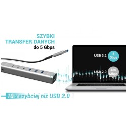 Hub USB-C/USB-A Metal Hub 6 port 3xUSBc/3xUSBa | PartsPC.pl