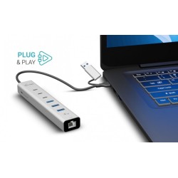 Hub USB-C/USB-A Metal Hub 6 port 3xUSBc/3xUSBa | PartsPC.pl
