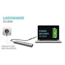 Hub USB-C/USB-A Metal Hub 6 port 3xUSBc/3xUSBa | PartsPC.pl