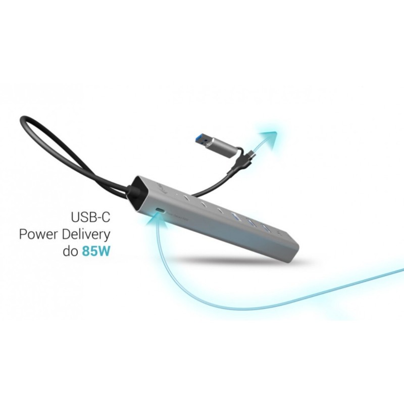 Hub USB-C/USB-A Metal Hub 6 port 3xUSBc/3xUSBa | PartsPC.pl
